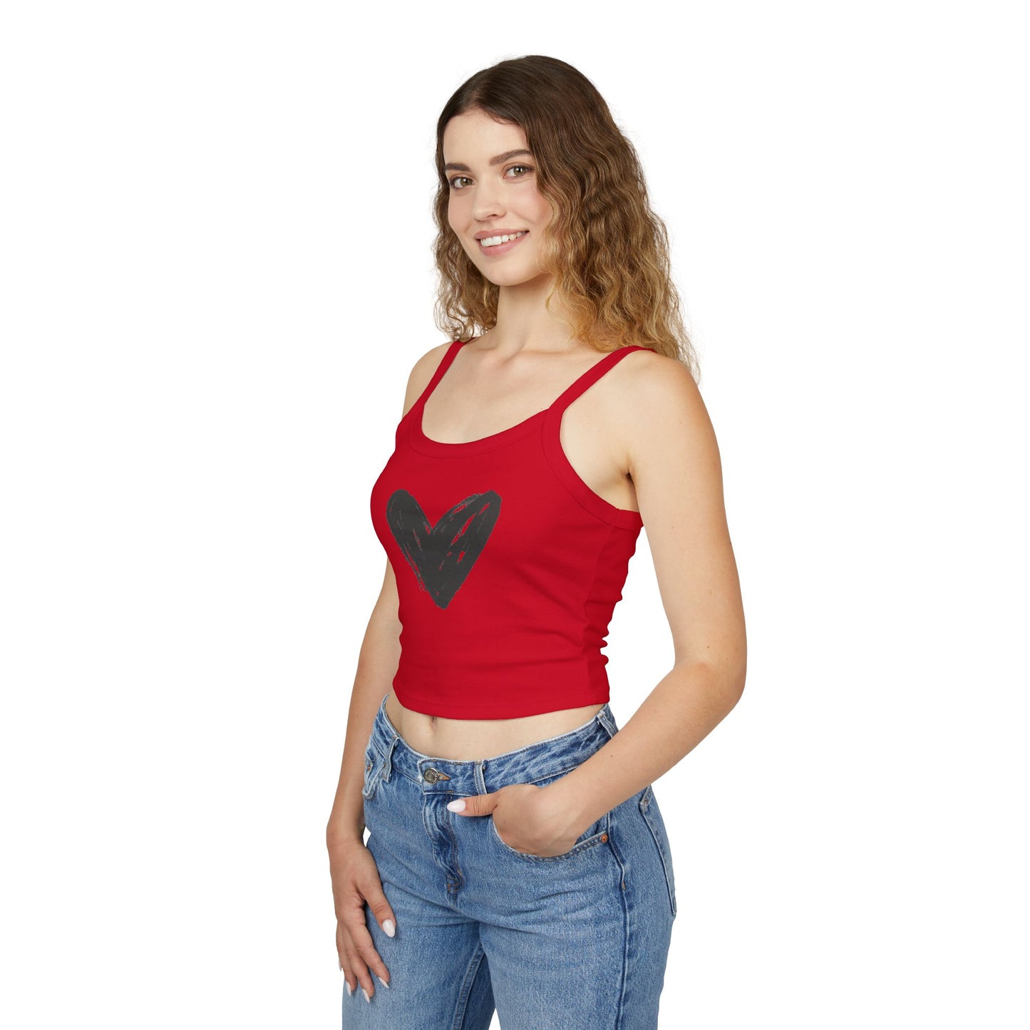 Women's Spaghetti Tank Top- Black Heart