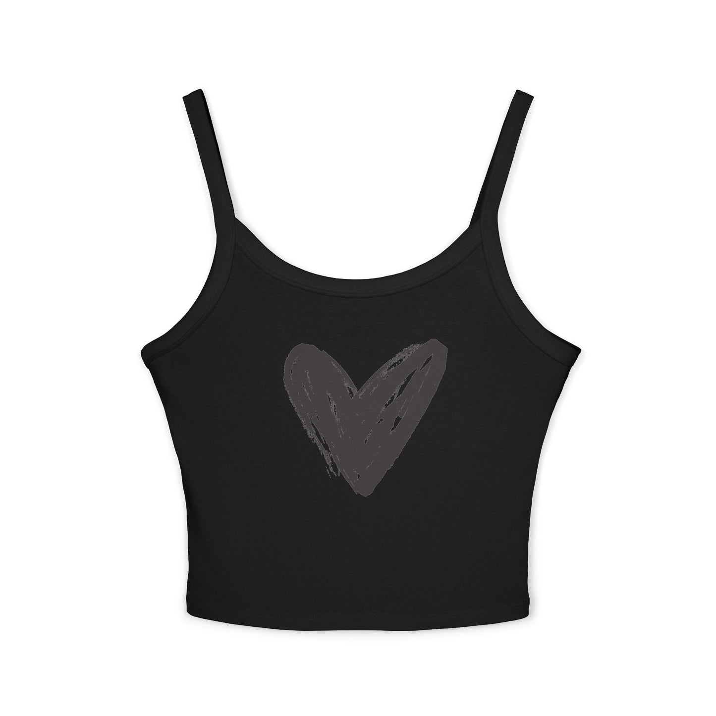 Women's Spaghetti Tank Top- Black Heart