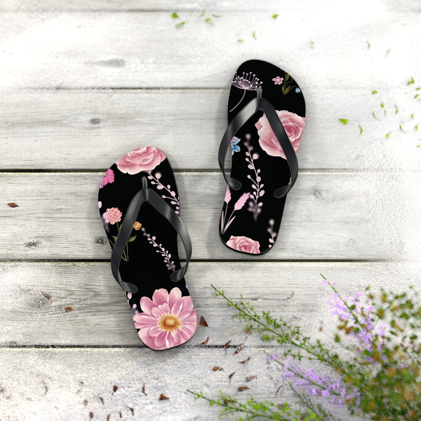 Pink Flowers Women's Flip Flops