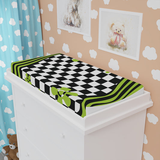 Flowers Checkers design Baby Girl Changing Pad Cover