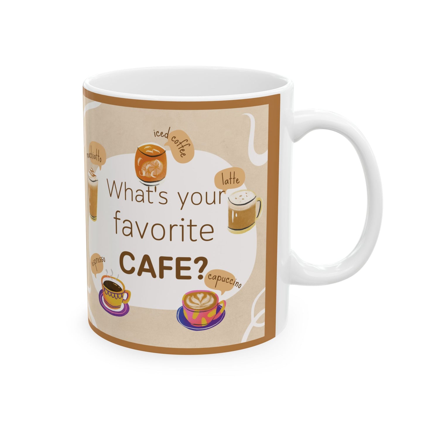 Cafe Cup Ceramic Mug, (11oz, 15oz)