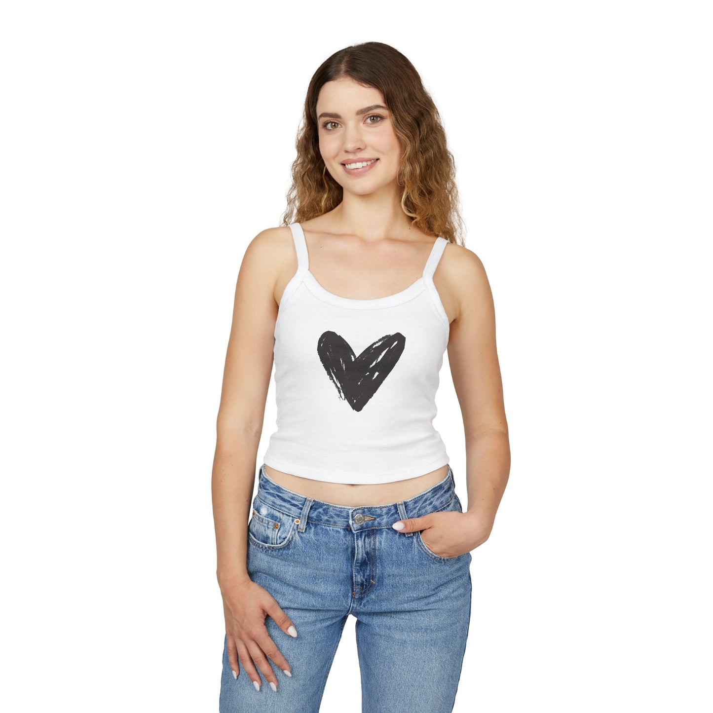 Women's Spaghetti Tank Top- Black Heart