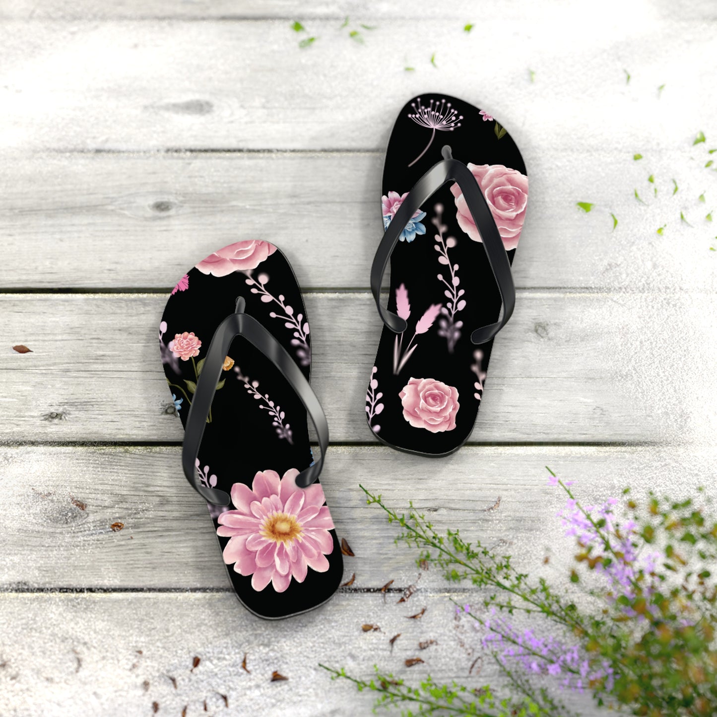 Pink Flowers Women's Flip Flops