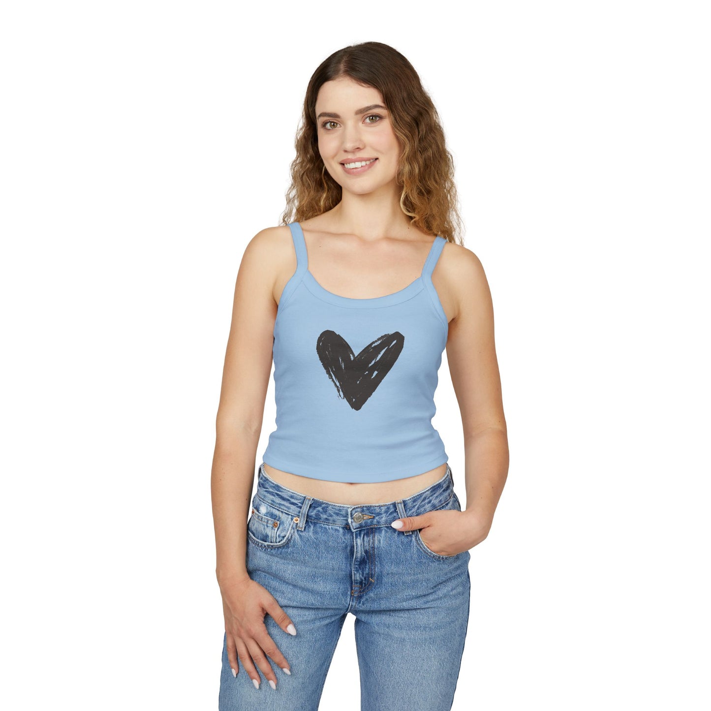 Women's Spaghetti Tank Top- Black Heart